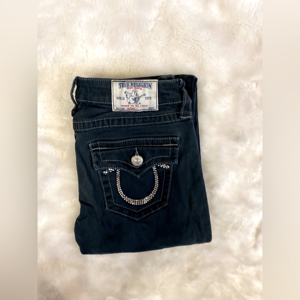 Black Women’s True Religion Skinny Flap Stretch Jeans